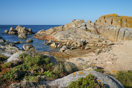 Beautiful landscape of Galicia, coastline close to O Grove, Spain, Europeの写真素材