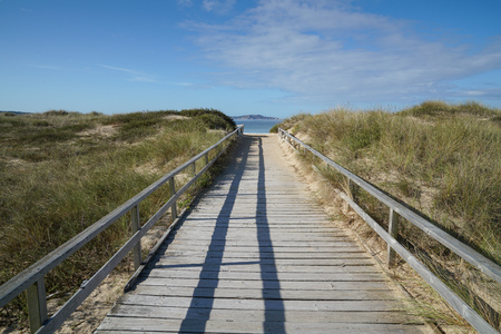 Beautiful beach Playa de A Lanzada close to Grove, coast of Galicia, Spainの写真素材