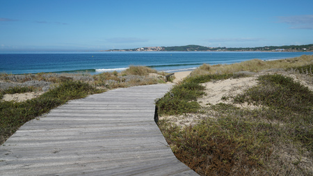 Beautiful beach Playa de A Lanzada close to Grove, coast of Galicia, Spainの写真素材