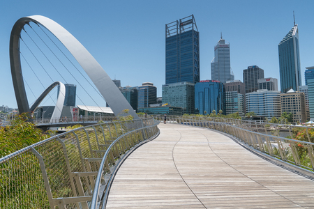 PERTH, AUSTRALIA - JANUARY 21, 2018: Skyline of downtown Perth on January 21, 2018 in Western Australiaのeditorial素材