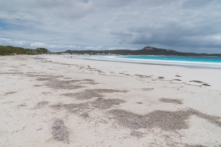 White beach of Lucky Bay on an overcast day, one of the most beautiful places in the Cape Le Grand National Park, Western Australiaの写真素材