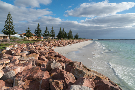 Seaside promenade of Esperance on a sunny day, Western Australiaの写真素材