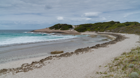 Salmon Beach close to Esperance on an overcast day, Western Australiaの写真素材