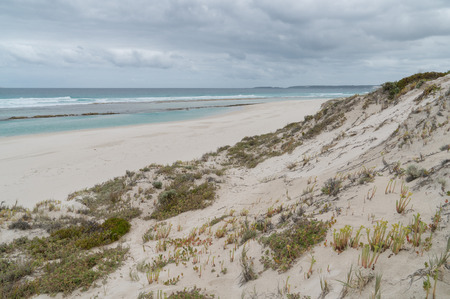 Ten Mile Lagoon close to Esperance on an overcast day, Western Australiaの写真素材