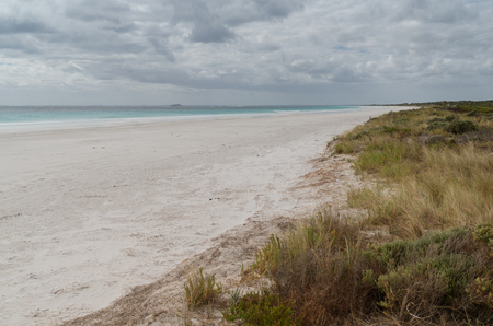 White Le Grand Beach on an overcast day, one of the most beautiful places in the Cape Le Grand National Park, Western Australiaの写真素材