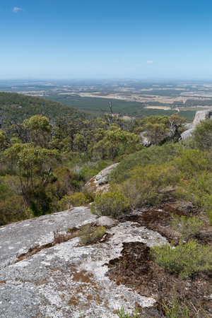 Panoramic view from the Castle Rock over the landscape of the Porongurup National Park close to Albany, Western Australiaの写真素材