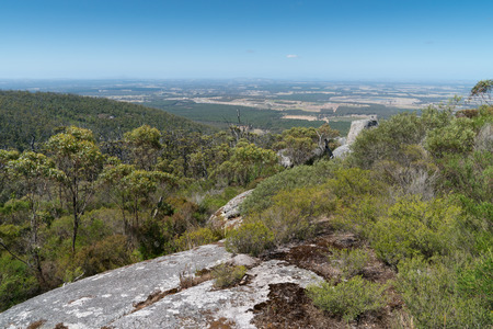Panoramic view from the Castle Rock over the landscape of the Porongurup National Park close to Albany, Western Australiaの写真素材