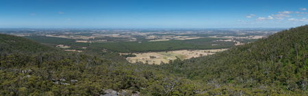 Panoramic view from the Castle Rock over the landscape of the Porongurup National Park close to Albany, Western Australiaの写真素材