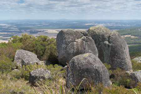 Panoramic view over the landscape of the Porongurup National Park close to Albany, Western Australiaの写真素材