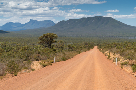 Dirty road into the Stirling Range National Park close to Mount Barker, Western Australiaの写真素材