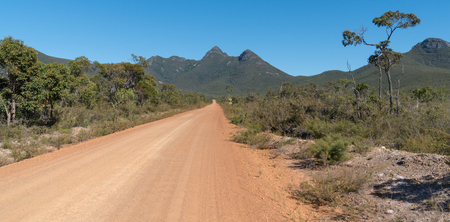 Dirty road into the Stirling Range National Park close to Mount Barker, Western Australiaの写真素材