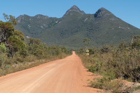 Dirty road into the Stirling Range National Park close to Mount Barker, Western Australiaの写真素材