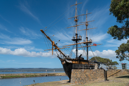 ALBANY, AUSTRALIA - FEBRUARY 5, 2018: Historic sailing ship, famous place of Albany on February 5, 2018 in Western Australiaのeditorial素材