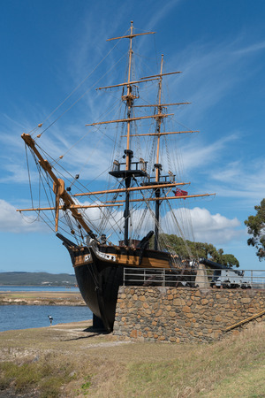 ALBANY, AUSTRALIA - FEBRUARY 5, 2018: Historic sailing ship, famous place of Albany on February 5, 2018 in Western Australiaのeditorial素材