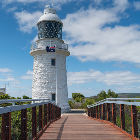 CAPE NATURALISTE, AUSTRALIA - FEBRUARY 9, 2018: Historic lighthouse on Cape Naturaliste on February 9, 2018 in Western Australiaのeditorial素材