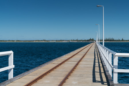 BUSSELTON, AUSTRALIA - FEBRUARY 9, 2018: Busselton Jetty on the coastline of Western Australia on February 9, 2018 in Australiaのeditorial素材