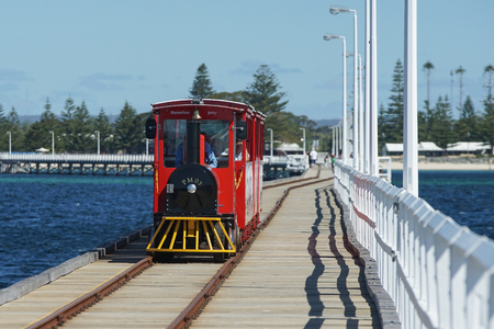 BUSSELTON, AUSTRALIA - FEBRUARY 9, 2018: Busselton Jetty on the coastline of Western Australia on February 9, 2018 in Australiaのeditorial素材