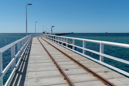 BUSSELTON, AUSTRALIA - FEBRUARY 9, 2018: Busselton Jetty on the coastline of Western Australia on February 9, 2018 in Australiaのeditorial素材