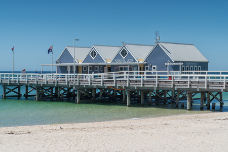 BUSSELTON, AUSTRALIA - FEBRUARY 9, 2018: Busselton Jetty on the coastline of Western Australia on February 9, 2018 in Australiaのeditorial素材