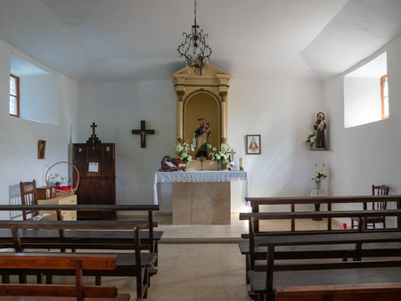 OVIEDO, SPAIN - AUGUST 19, 2018: View into the Capilla de el Carmen close to Oviedo on August 19, 2018 in Spainのeditorial素材