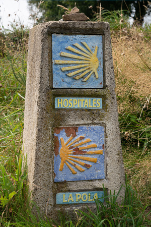 Waymark along the Camino Primitivo, Spain, Europeのeditorial素材