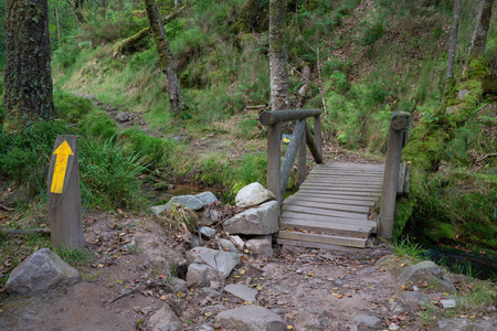 Camino de Santiago trail between Pola de Allande and Grandas de Salime, Asturias, Spainの写真素材