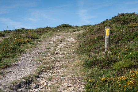 Camino de Santiago trail between Pola de Allande and Grandas de Salime, Asturias, Spainの写真素材