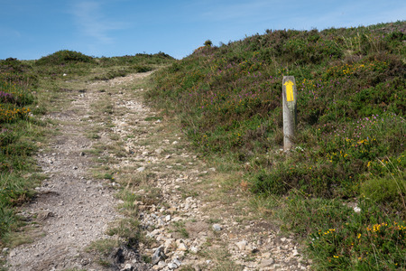 Camino de Santiago trail between Pola de Allande and Grandas de Salime, Asturias, Spainの写真素材