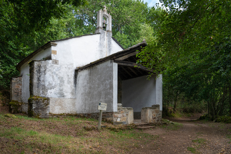 Old chapel San Lazaro in the forest of Padraira, Camino de Santiago close to Grandas de Salime, Asturias, Spainのeditorial素材