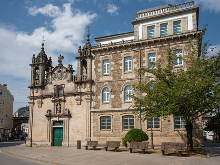 LUGO, SPAIN - AUGUST 28, 2018: Panoramic image of the Igrexa de San Froilan, famous place of Lugo on August 28, 2018 in Galicia, Spainのeditorial素材