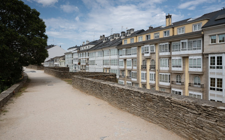 Panoramic view during a walk along the city wall of Lugo, Galicia, Spainの写真素材