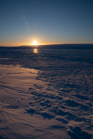 Sunrise on a cold winter day in Iceland, Europeの写真素材