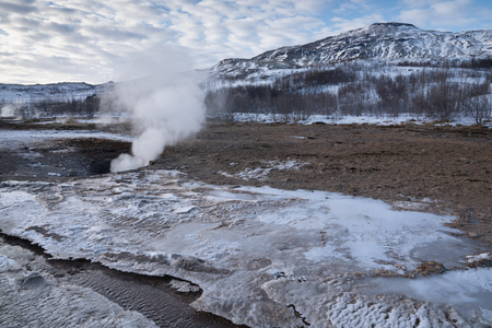 Geothermal area Haukadalur, Iceland, Europeの写真素材