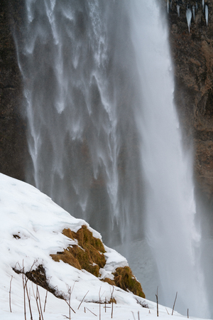 Beautiful Seljalandsfoss on a cold winter day, Iceland, Europeの写真素材
