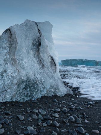 Iceberg on a beach, Diamond Beach Joekulsarlon, Iceland