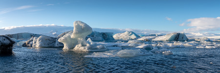 Icebergs in the glacier lagoon of Joekulsarlon, winter in Iceland, Europe