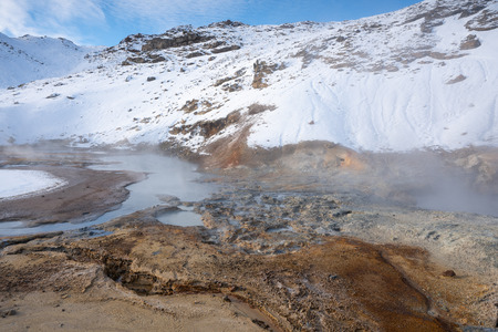 Hot springs of Seltun, geological feature in Iceland, Europeの写真素材