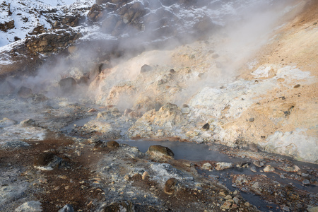 Hot springs of Seltun, geological feature in Iceland, Europeの写真素材