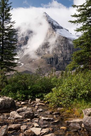 Small creek within the Rocky Mountains close to Lake Louise, Banff National Park, Alberta, Canadaの写真素材