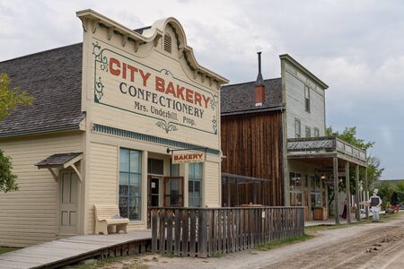 FORT STEELE, CANADA - AUGUST 9, 2019: Old buildings in the historic site of Fort Steele on August 9, 2019 in British Columbia, Canadaのeditorial素材