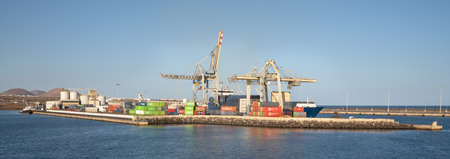 ARRECIFE, SPAIN - JANUARY 28, 2020: Port of Arrecife in evening light on January 28, 2020 in Lanzarote, Spainのeditorial素材