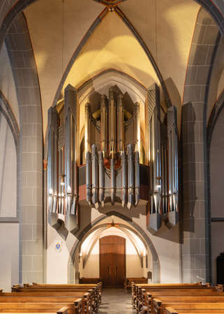 DUSSELDORF, GERMANY - NOVEMBER 7, 2019: Organ of Church St. Lambertus on November 7, 2019 in Dusseldorf, Germanyのeditorial素材