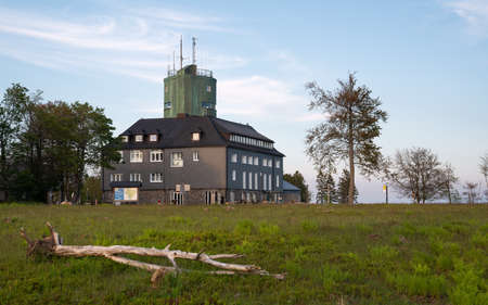 Panoramic image of the peak of the Kahler Asten at dusk, most famous mountain of Sauerland region in Germanyのeditorial素材
