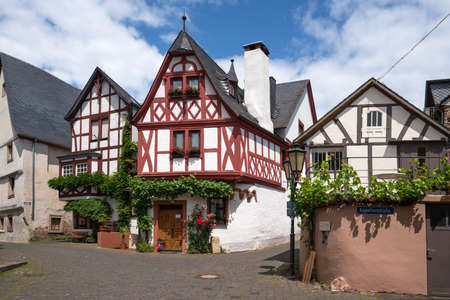 Old buildings in the downtown of Ediger-Eller, Moselle, Germanyのeditorial素材