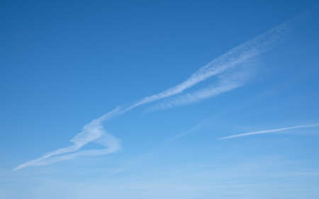 Low angle view to sky with feathery cloudsの写真素材