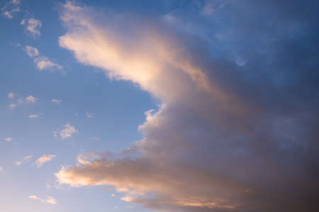 View to sky with cumulus cloudsの写真素材