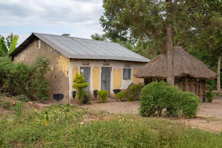 Typical African village, Uganda, East Africaの写真素材
