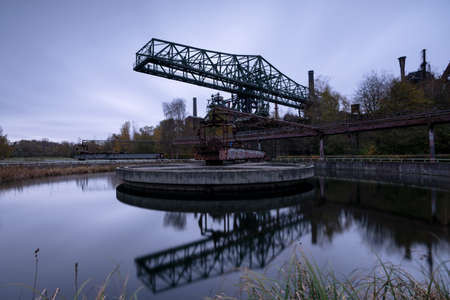 DUISBURG, GERMANY - NOVEMBER 6, 2021: Industrial heritage of the old economy, ruin of steelmill in the Landscape Park Duisburg on November 6, 2021 in Duisburg, Ruhr Metropolis, Germany, Europeのeditorial素材