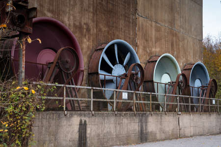 DUISBURG, GERMANY - NOVEMBER 6, 2021: Industrial heritage of the old economy, ruin of steelmill in the Landscape Park Duisburg on November 6, 2021 in Duisburg, Ruhr Metropolis, Germany, Europeのeditorial素材