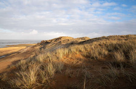 Panoramic image of the landscape along the shore of Sylt, North Frisia, Germanyの写真素材